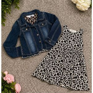 Girls 4T Outfit Bundle Denim Jacket Leopard Dress H&M Cute Fall Outfit